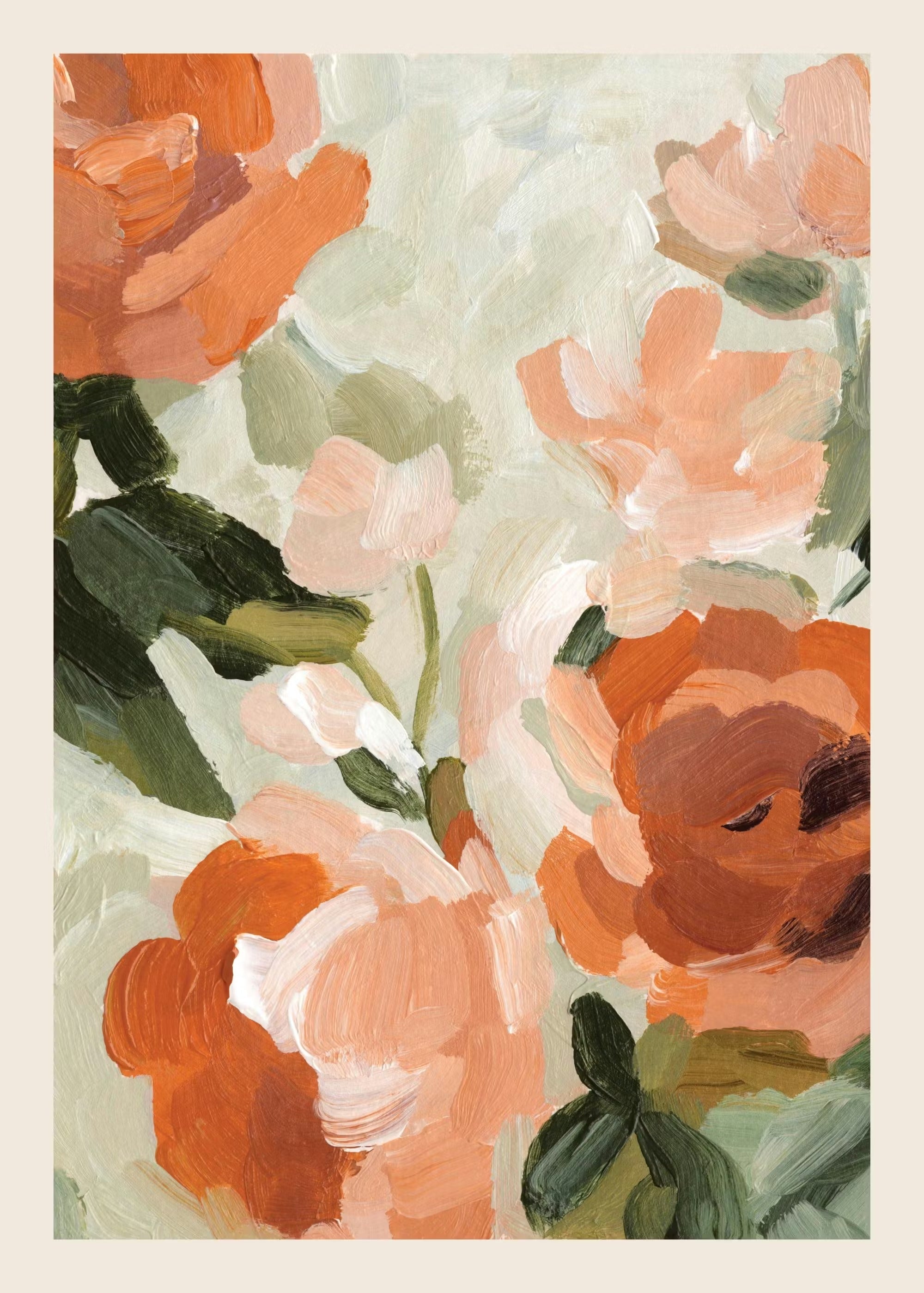 Soft Rustic Florals No1 Art Print