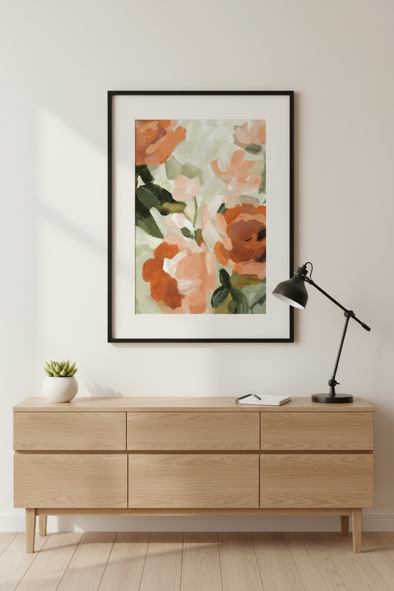 Soft Rustic Florals No1 Art Print