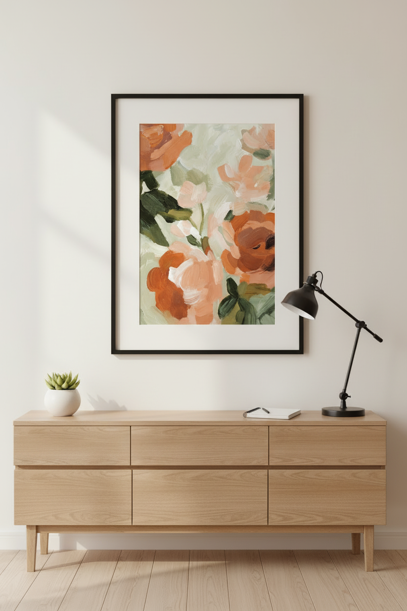 Soft Rustic Florals No1 Art Print
