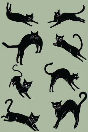Midnight Cats Art Print