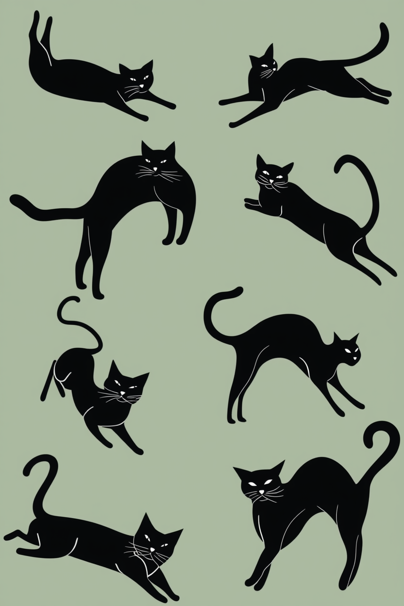 Midnight Cats Art Print