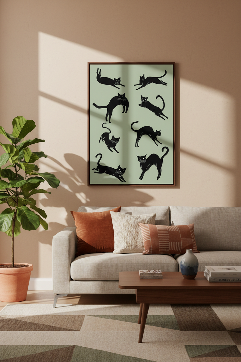 Midnight Cats Art Print