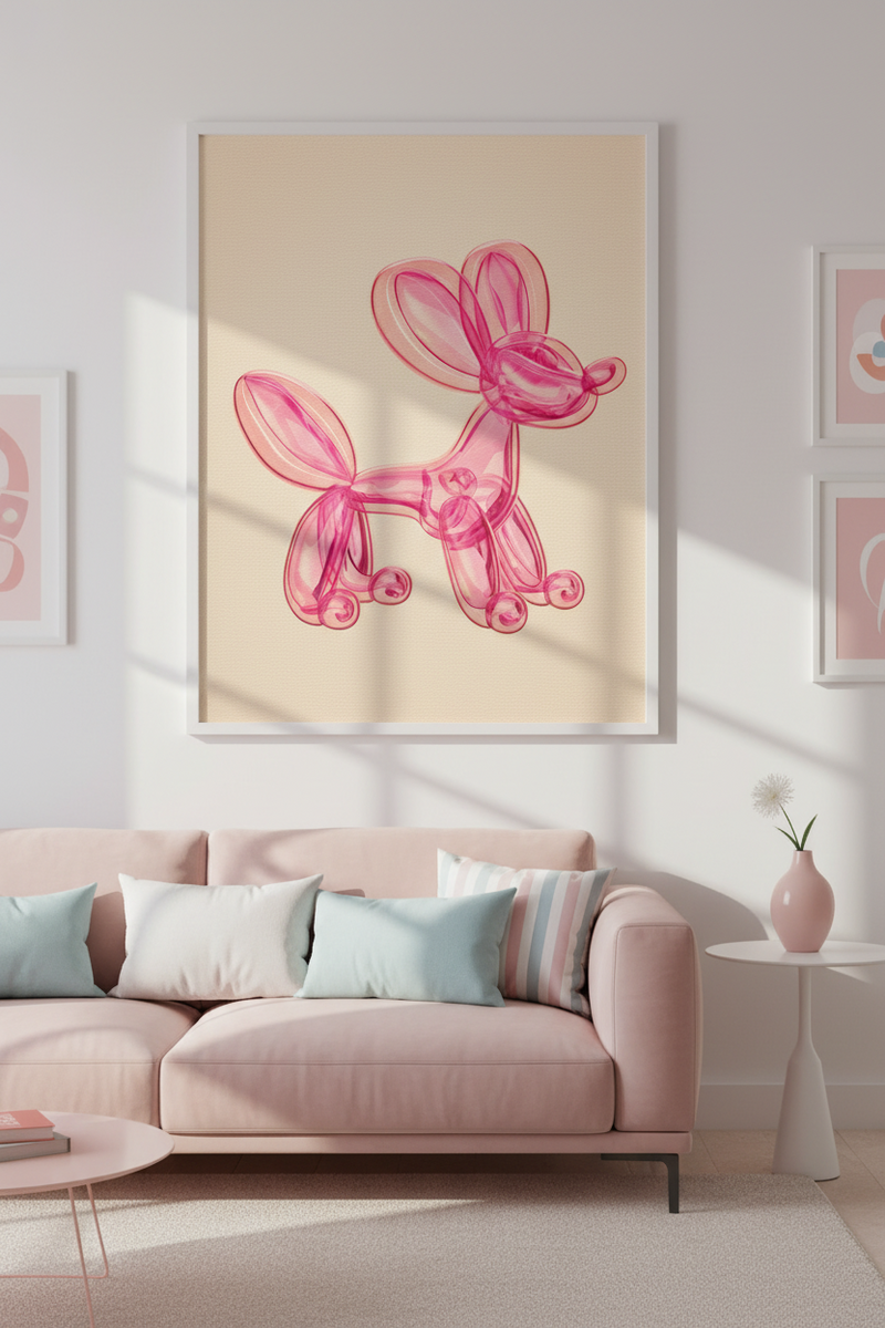 Pink Candy Pup Art Print